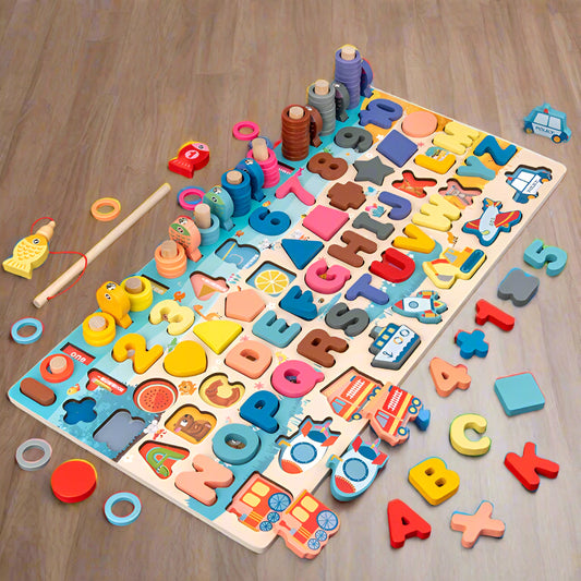 3D Preschool Children Educational Toys Wooden Montessori Arithmetic Magnetic Matching Building Block Toys